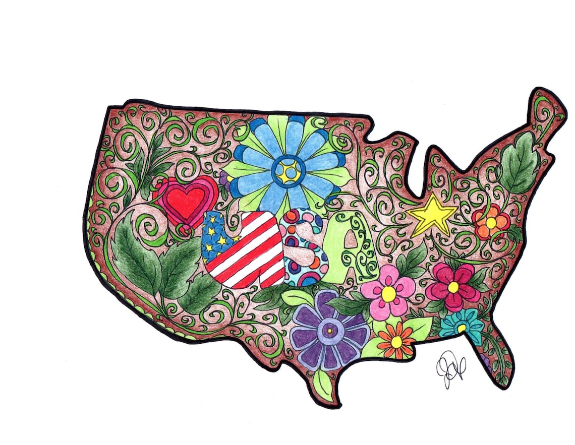 USA Coloring Page - Etsy