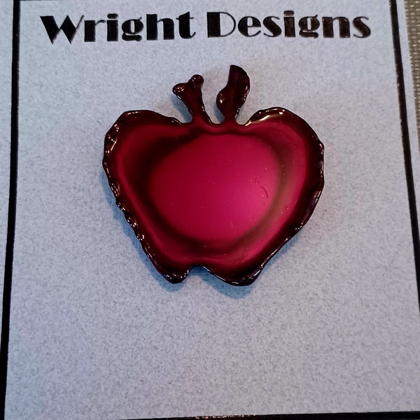 Red Apple Brooch Coat Pin Chrome Plated Steel Unique Artisan Teacher Gift Fall Fruit #5