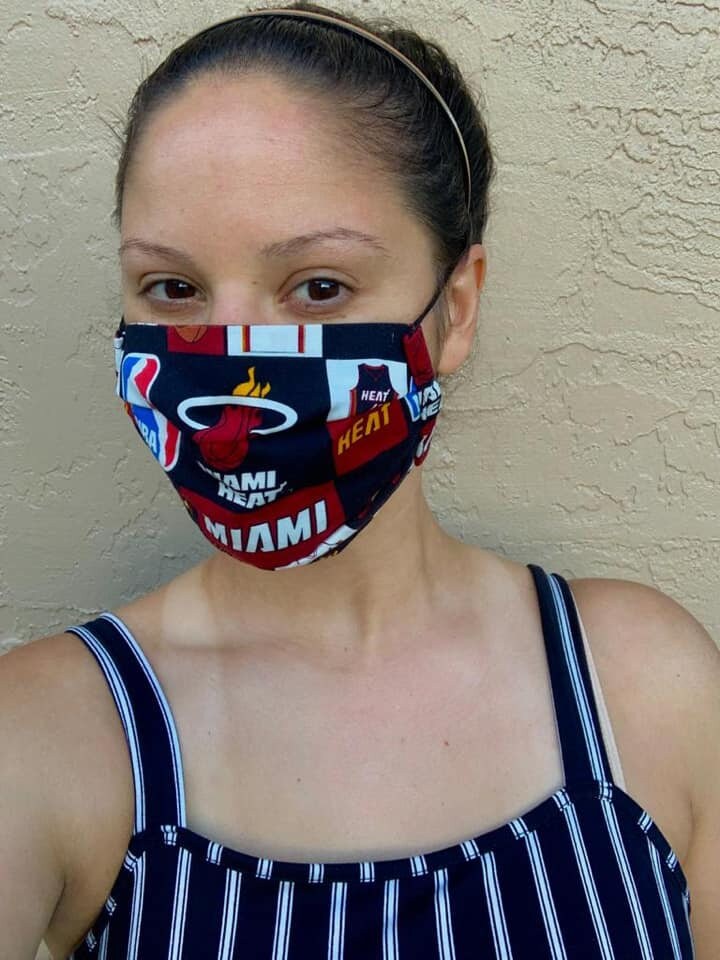 Miami Heat Face Mask 3D Face Mask Fabric Face Mask Etsy