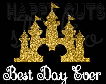 Best Day Ever with Disney Castle Glitter Matching Family Mickey Mouse Mom Cheer Squad Honeymoon Matching Family Disney Iron On Vinyl 4 Shirt