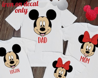 Mickey Minnie Mouse Face Personalized Disney Matching Family Mother Daughter Father Son Couple  Iron On Decal Vinyl for Shirt 209