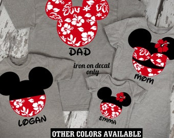 Personalized Moana Mickey Minnie Mouse Aulani Matching Family Disney Cruise Hawaii Tropical Matching Disney Iron On for Shirt 019