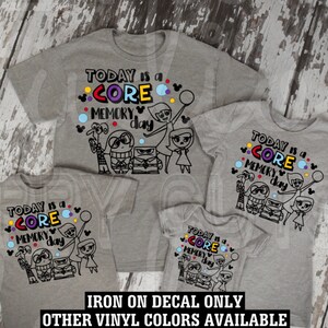 Today is Core Memory Day / Inside Out / Disney Iron on Decal Disneyland ...