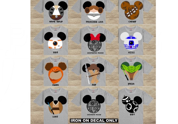 Star Wars Disney Iron On Decals Hans Solo Princess Leia Death Etsy