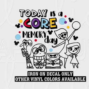 Today is Core Memory Day / Inside Out / Disney Iron on Decal Disneyland ...