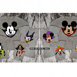 Disney Halloween Characters, Mickey Mouse, Minnie, Pluto, Goofy, Daisy Duck, Donald Duck, Not So Scary Halloween Party Iron On Decal 333