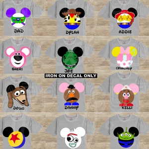 Buzz Lightyear, Woody, Jessie, Mickey, Minnie, Potato Head , Toy Story ,Matching Family Disney Iron On Vinyl Decal for shirt