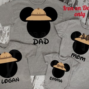 Personalized Safari Hat Animal Kingdom Mickey Mouse Matching Family Father Son  Disney World  Disney Iron On Decal Vinyl for Shirt 042