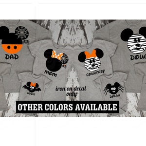 Disney Halloween Mickey Mouse, Minnie Mouse Spider Web Disney Matching Family Not So Scary Halloween Party Iron On Decal Vinyl for Shirt 333