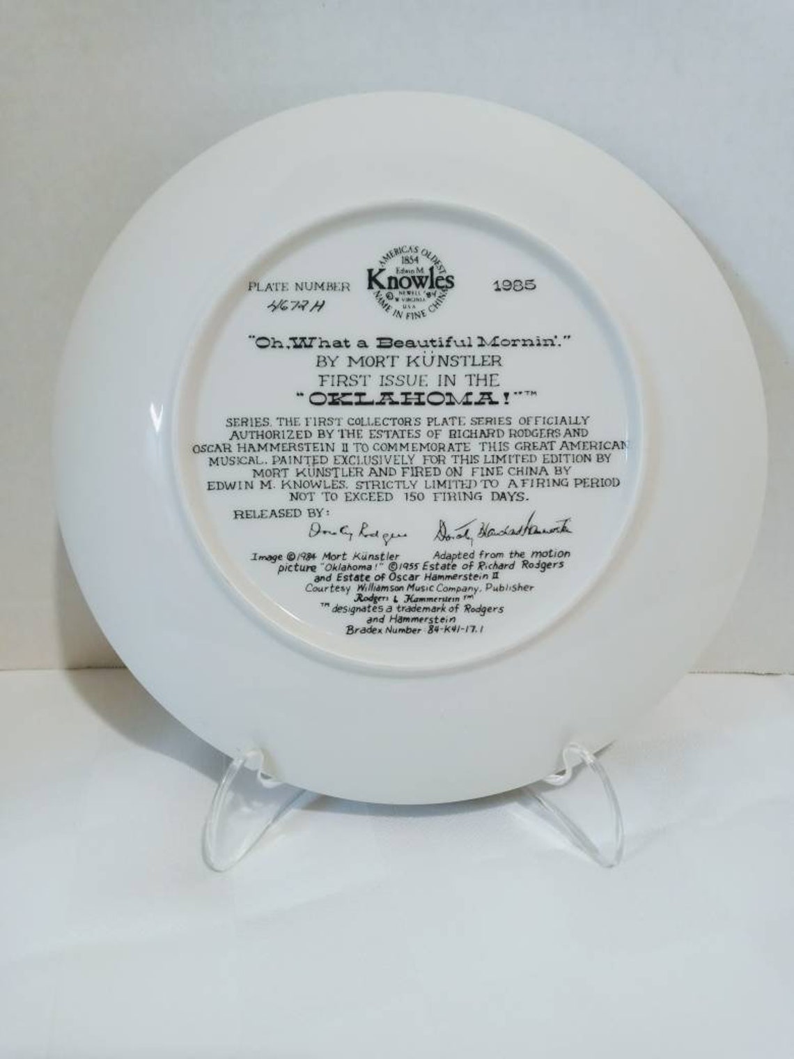 Vintage 1985 Knowles Fine China Plate. Oh what a Etsy