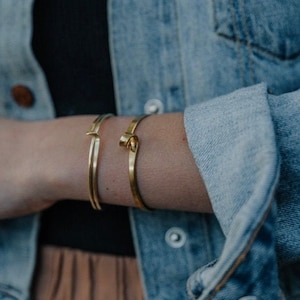 Loop Cuff~ Brass ~ Bracelet Simple Boho Bangle Gold Color Unique Handmade in Philadelphia Minimal Geometric GB106