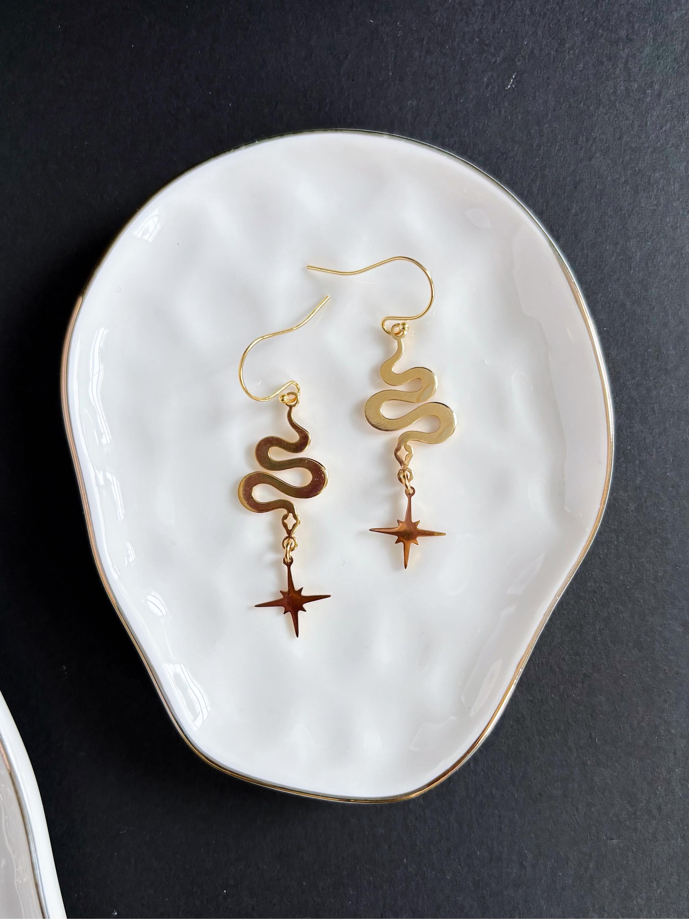 Samara Earrings 18K Gold Plated Brass Serpent Snake Dangles