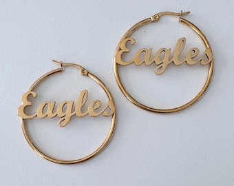 Eagles 1,5 inch oorringen ~ Goud of zilver ~ Verguld roestvrij staal, gemaakt in Philadelphia (Philly)