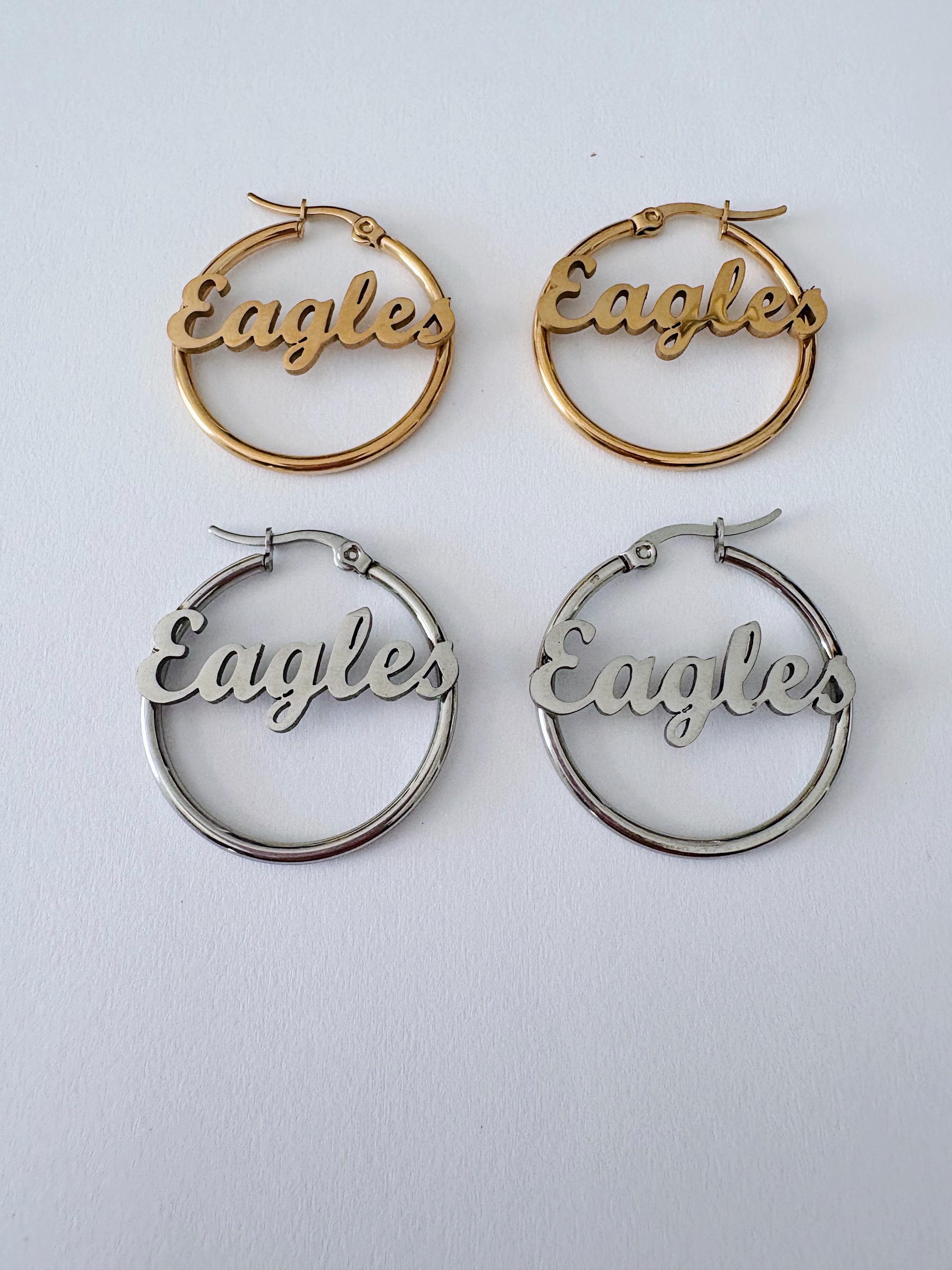 Earing (Eagle A) シルバー×ゴールドピアス (イーグル) Small Eagles 1.2” Hoops ~ Gold or Silver ~ Gold Plated Stainless
