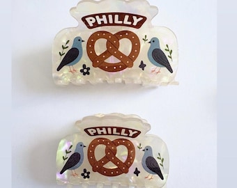 Philly iridescent Hair Claw Clip ~  Pretzel & Pigeons Philadelphia