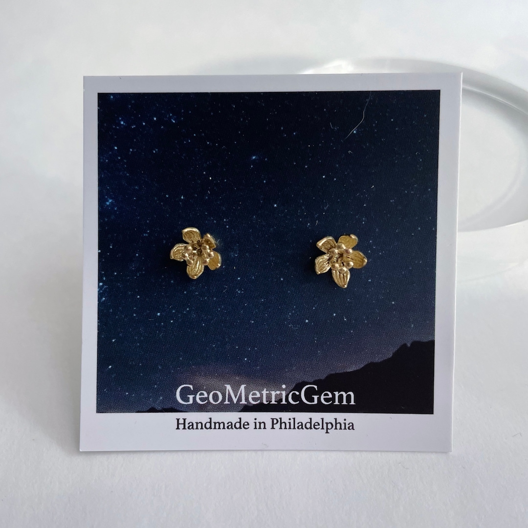 Turquoise and Gold Lotus Studs main image 1