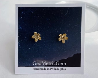 Lotus Studs~ Brass ~ Delicate gold Flower Stud Earrings Hypo Allergenic  Handmade in Philadelphia Minimal
