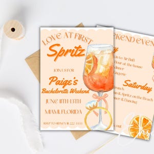 Love at First Spritz Bachelorette | Aperol Spritz Bachelorette Invitation | Bachelorette Invitation | Digital Download | Canva Template