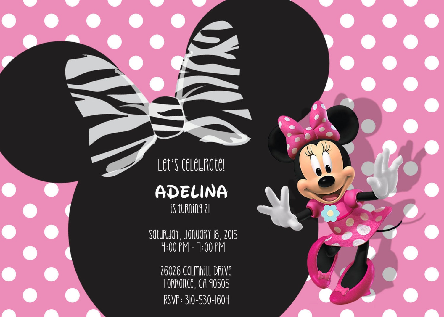Minnie Mouse Birthday Invitation, 2nd Birthday Invitation, Minnie Mouse