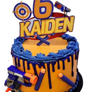 NERF Happy Birthday Bullseye NERF Logo Edible Cake Topper Image