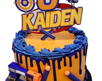 Nerf Birthday Cake Topper,  Boy Party Decor, Party Decor