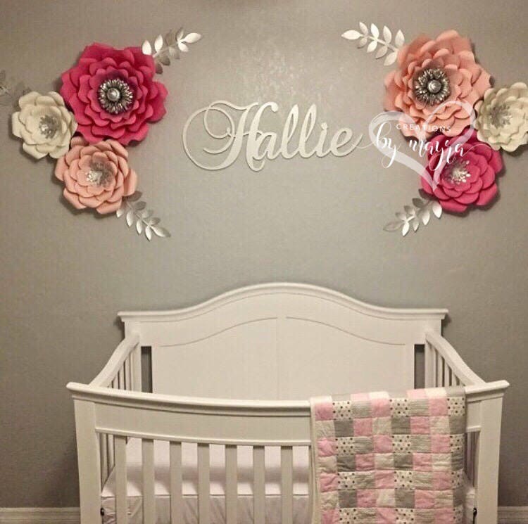 6pc Nursery Paper Flowers / Paper Flowers / Nursery Decor / Etsy