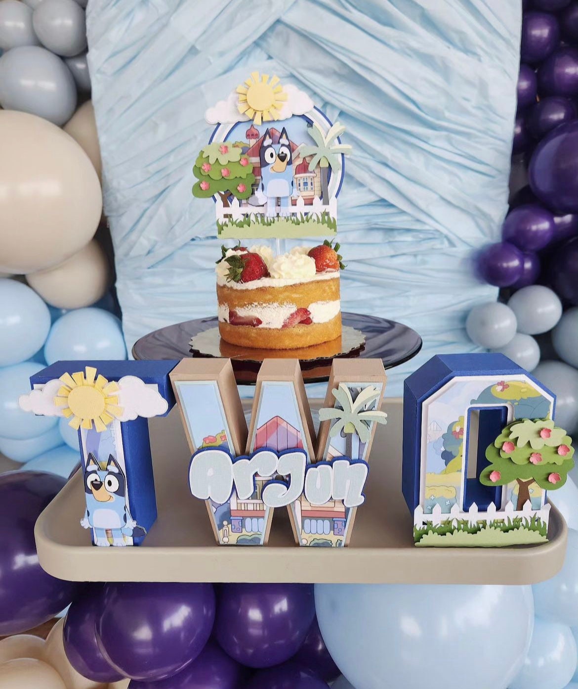 Blue Dog Inspired Cake Topper and 3D letters