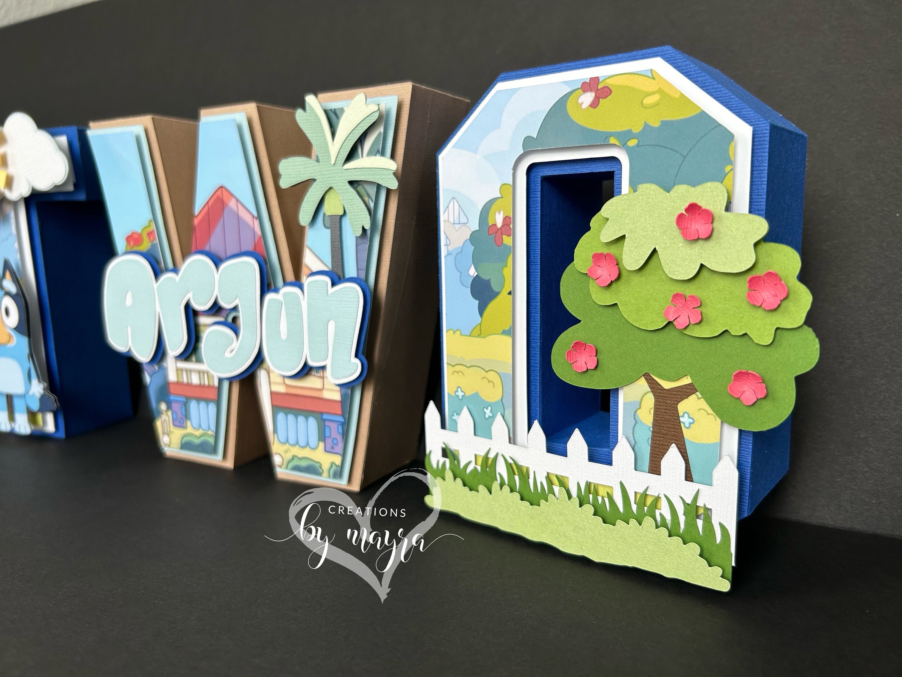 Blue Dog Inspired Cake Topper and 3D letters