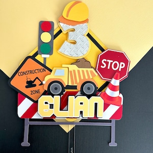 Construction Theme Cake Topper: 3D Birthday Party Decor