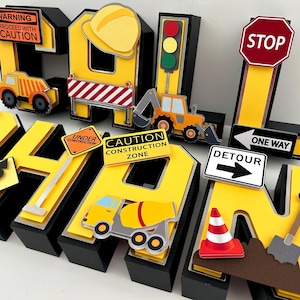 Construction theme party decor, Construction 3D letters, Dump truck birthday, Excavator party decor, Construction birthday, Construction