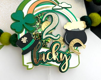 Lucky One cake topper, St Patricks Day cake topper, St Patricks birthday, Two lucky cake topper, Two lucky birthday, St Patricks party decor