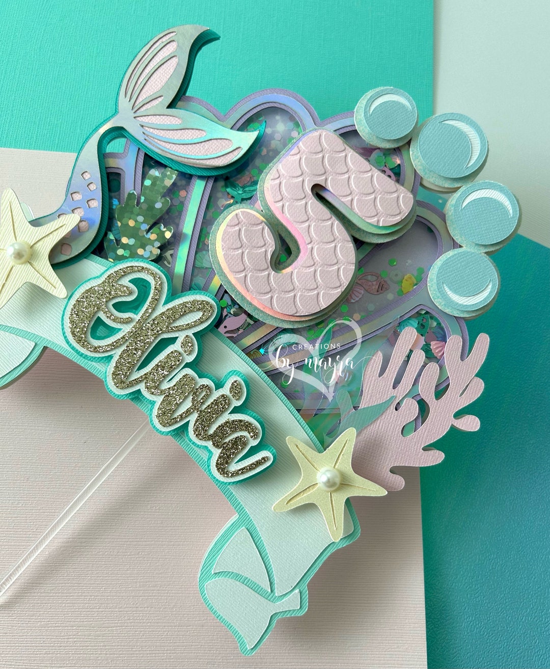 Mermaid Cake Topper, Under the Sea, Mermaid Party Decor, Seashell Party ...
