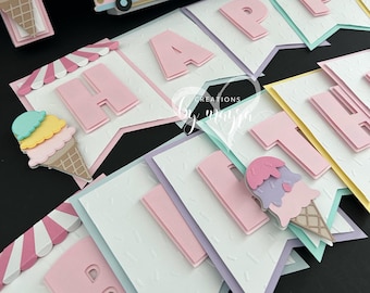 Ice Cream Birthday Banner, Sweet One Party Decor, Custom Name Banner, Ice Cream Theme Birthday, Summer Party Garland, Two Sweet