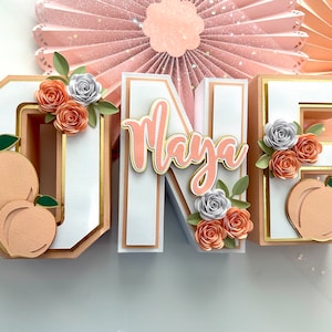 Peach Birthday 3D Letter: First Birthday Party Decor, 6&quot; Cardstock