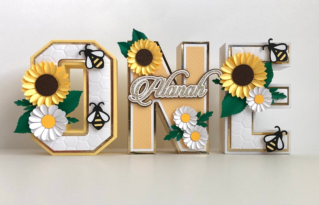 Sunflower Bee 3D Letters, 3D Letters, Sunflower Theme, Bee Party Decor