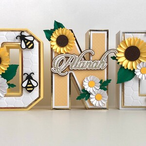 Sunflower bee 3D letters, 3D letters, Sunflower theme, bee party decor, first birthday decor, photo props, 6&quot; 3D letters, bee birthday