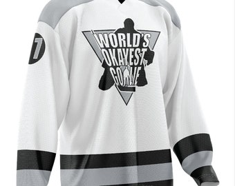 World's Okayest Goalie Hockey Jersey Neon 