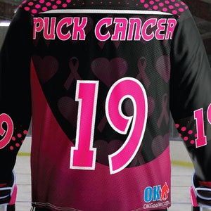 Puck Cancer breast cancer awareness hockey jersey