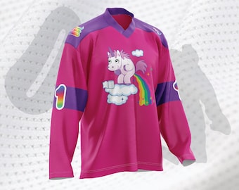 Pooping Rainbow Unicorn Hockey Jersey