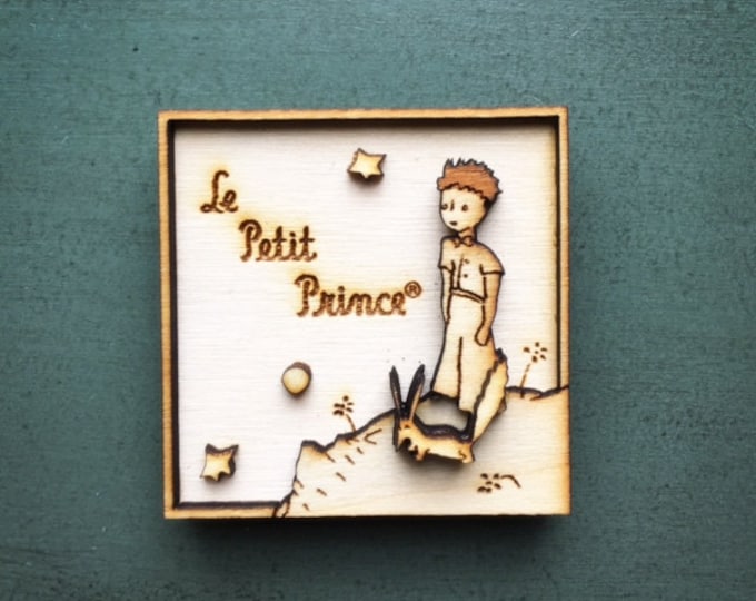 Little Prince Magnet n.1 Prince - multi-layered / Wood Engraved 3D Magnet / Le Petit Prince / Wood carving