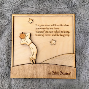 The Little Prince Wood Frame no.4 star / Wood engraved frame / The Little prince wall decor