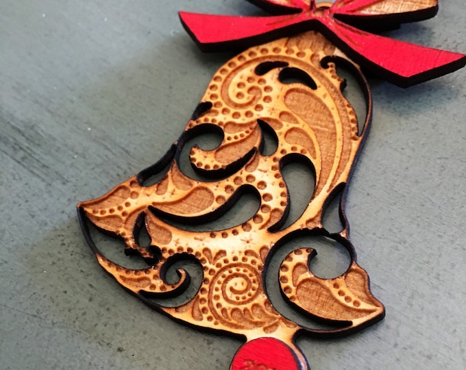 Cute Christmas Ornament - Bell / Wood bell
