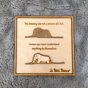 The Little Prince Wood Frame no.2 Boa / Wood engraved frame / The Little prince wall decor