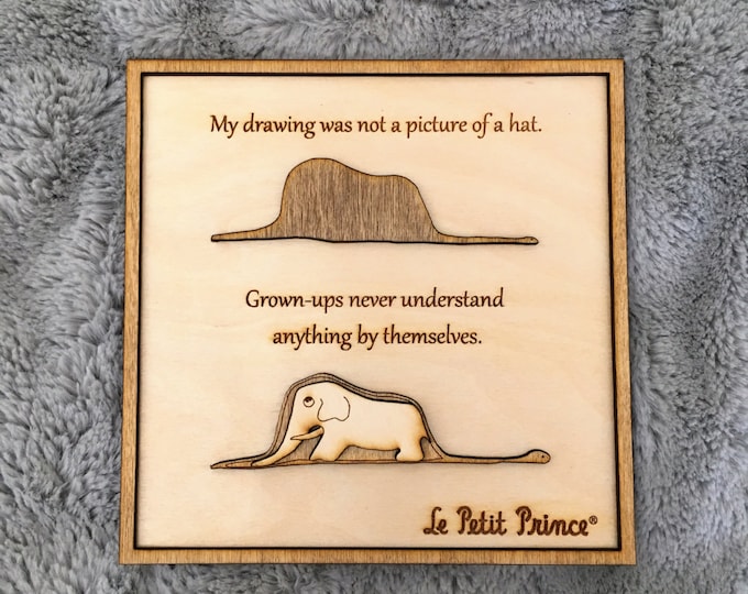 The Little Prince Wood Frame no.2 Boa / Wood engraved frame / The Little prince wall decor