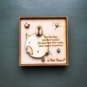 Little Prince Magnet n.3 Rose - multi-layered / Wood Engraved 3D Magnet / Le Petit Prince / Wood carving