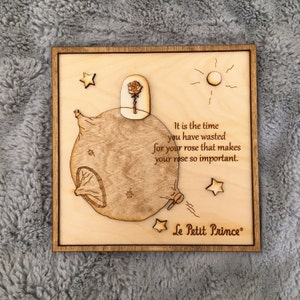 The Little Prince Wood Frame no.3 Rose / Wood engraved frame / The Little prince wall decor