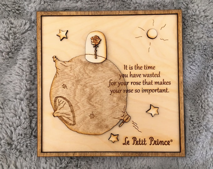 The Little Prince Wood Frame no.3 Rose / Wood engraved frame / The Little prince wall decor