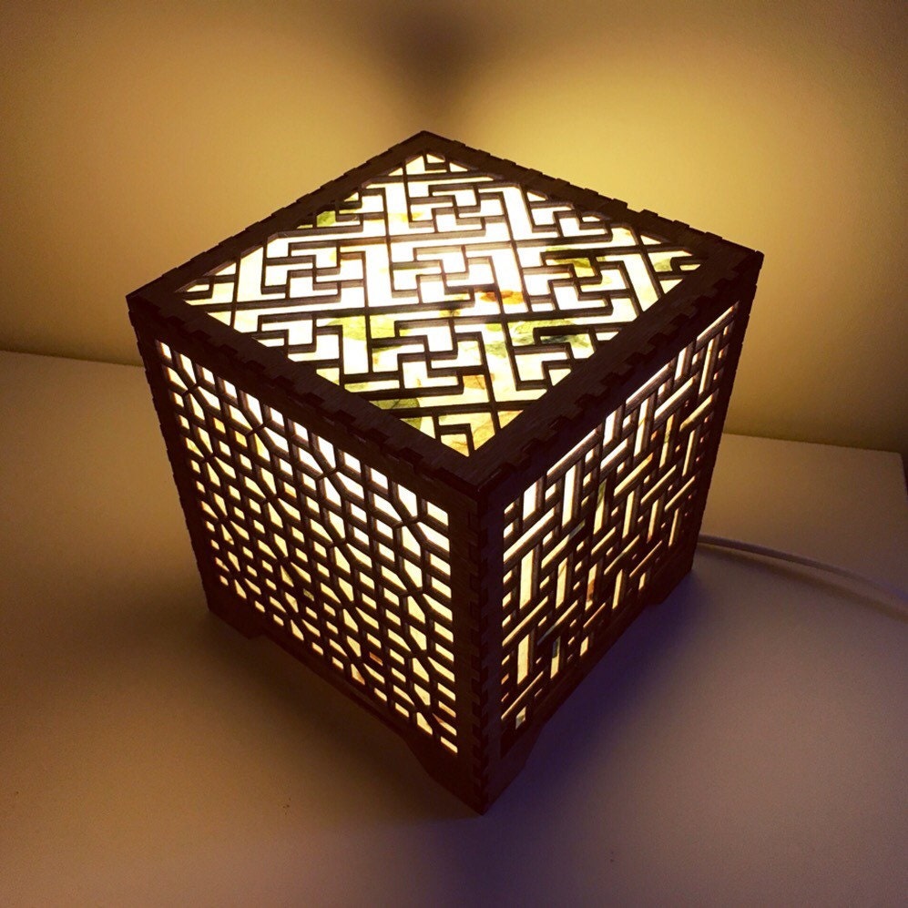 Korean traditional pattern wooden light / Wood lamp | Etsy