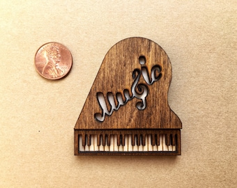 Wood Engraved 3D Magnet - Piano 1 - multi-layered / Wood carving / Vintage magnet