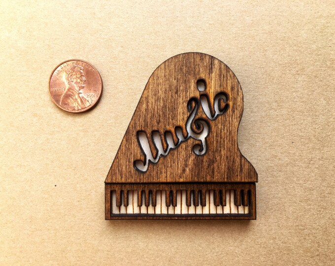 Wood Engraved 3D Magnet - Piano 1 - multi-layered / Wood carving / Vintage magnet